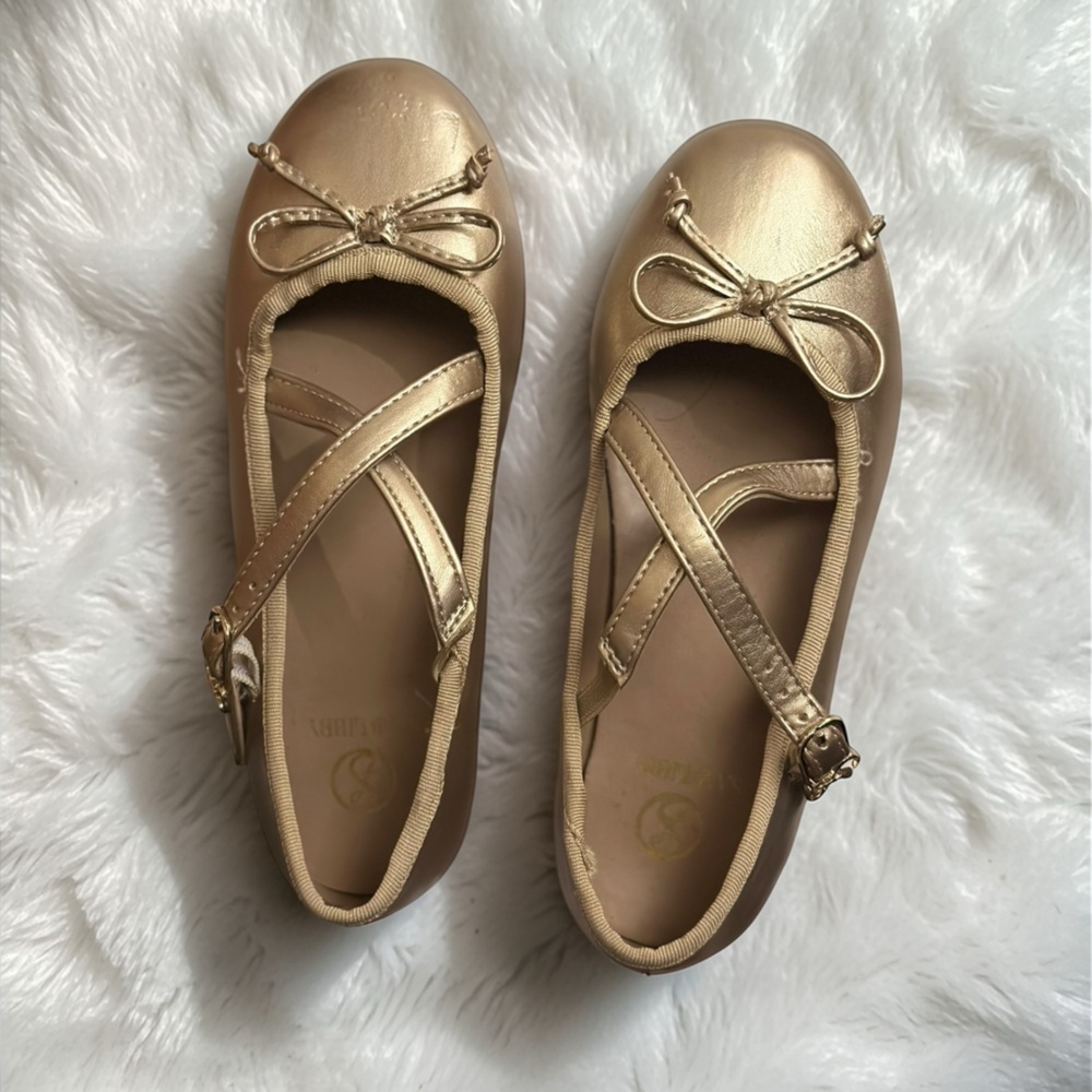 Gold Sam & Libby “Candice” Crossover Skimmer Ballet Flats 🩰 🥿
